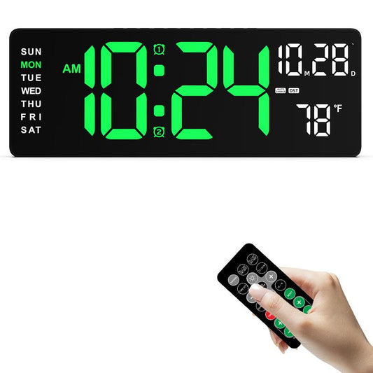 16.5 Inch Large Digital Wall Clock with 7 Color Changing Night Lights, Auto Dimmer LED Wall Clock Large Display with Remote, Date, Indoor Temperature, DST, Clear Read Digital Clock aesthetic Large Display for home,office,workplace,gaming room,trailer,gift