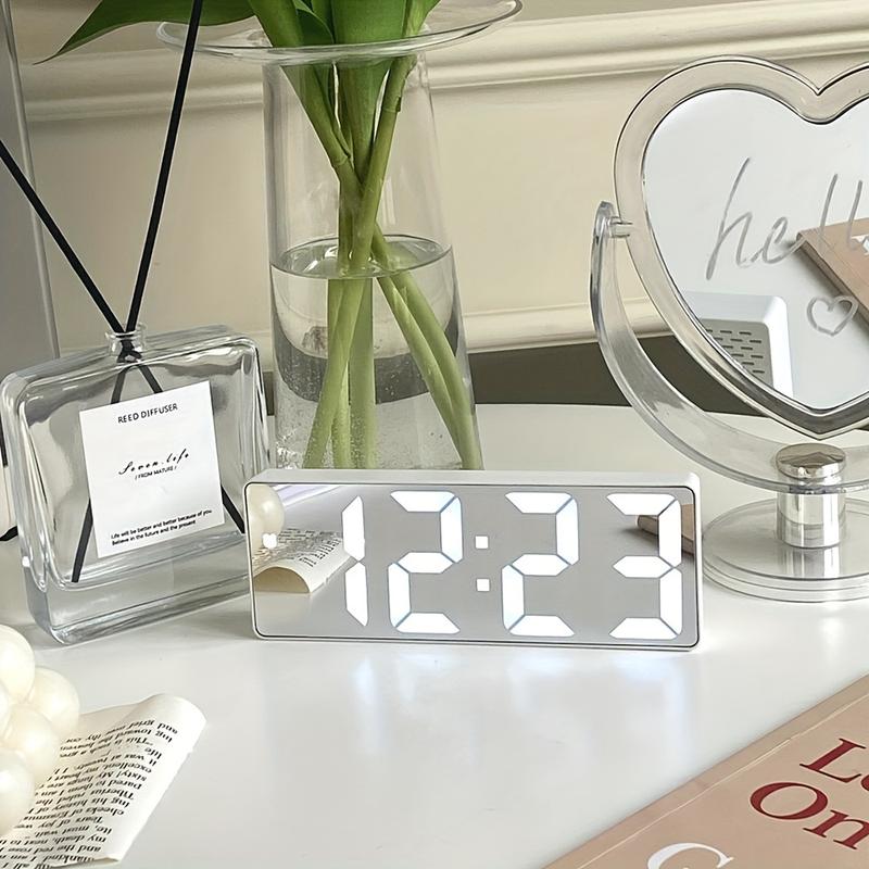 Back to School Supplies Digital Alarm Clock,Voice-Controlled Desk LED Alarm Clock with Temperature & Snooze - Stylish Bedroom Decor