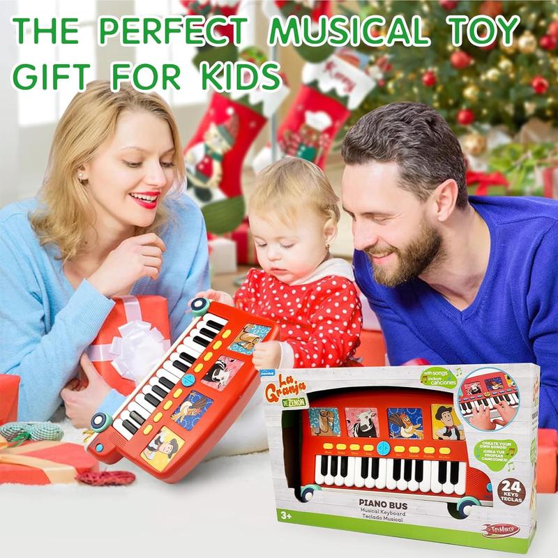 La Granja De Zenon Baby Piano Toy Toddler Piano La Vaca Lola Musical Spanish Toys for Toddlers 1-3 Toy Piano 24 Keys Toddler Keyboard Presents for Christmas Birthday Boys and Girls