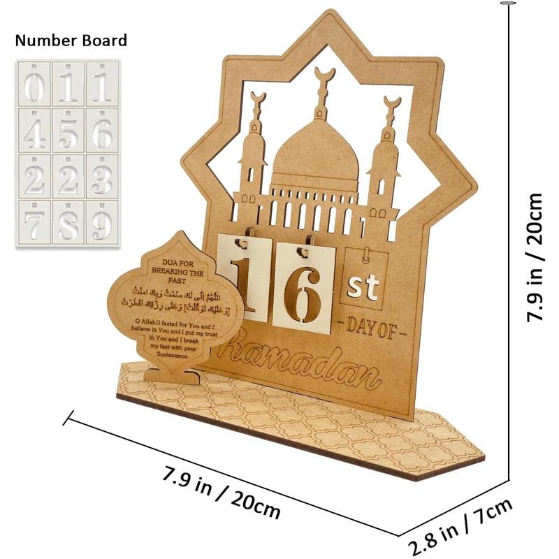 Wooden Countdown Calendar, 1 Set 3D Mosque Design Wooden Advent Calendar, Home Decor