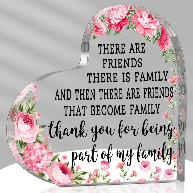 Acrylic Friendship Desktop Gift Ornaments, Slogan Graphic Heart & Irregular Shaped Decorative Ornament for Friends, Party Decoration Supplies, Gift for Mom