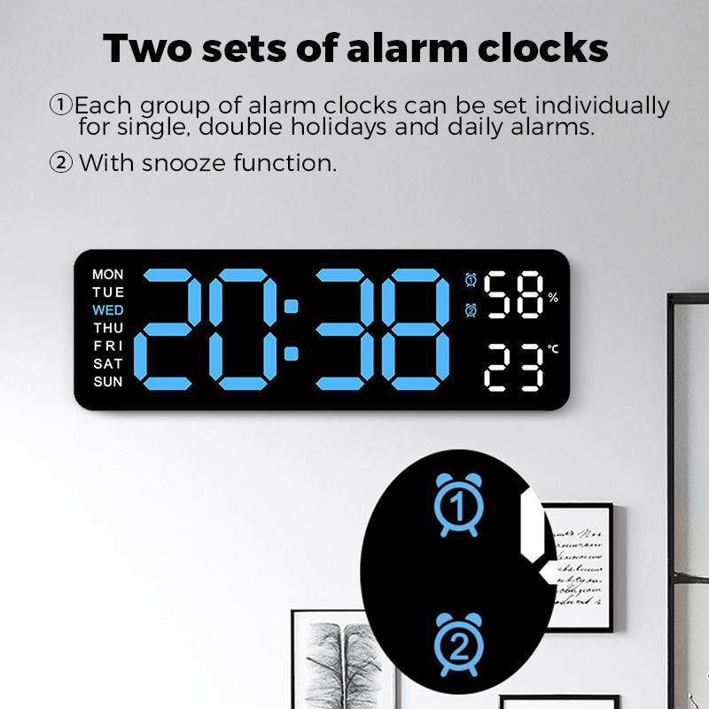 Modern Simple Digital Clock, Multifunctional Hangable Alarm Clock for Halloween, Large Digital Clock with Alarm Function, Suitable for Home Office Bedroom [Battery Required, without Battery]