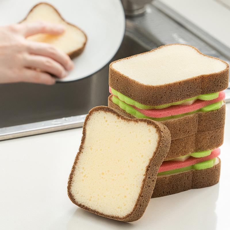 Sandwich Design Toast Design Dish Sponge, Creative Kitchen Cleaning Sponge, Home Cleaning Tool