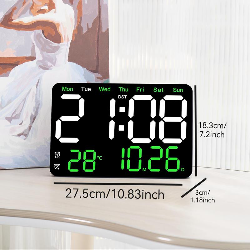 Short LED Display Clock, 12/24 Hour Digital Intelligent Large Screen Clock, with Temperature Week & Calendar Remote Control, Summer for Gift [without Battery]