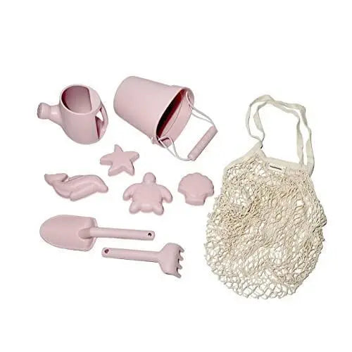 BraveJusticeKidsCo. | Silicone Summer Beach Set XL | Toddler Sandbox Toys | + Beach Bag + Watering Can & Rake