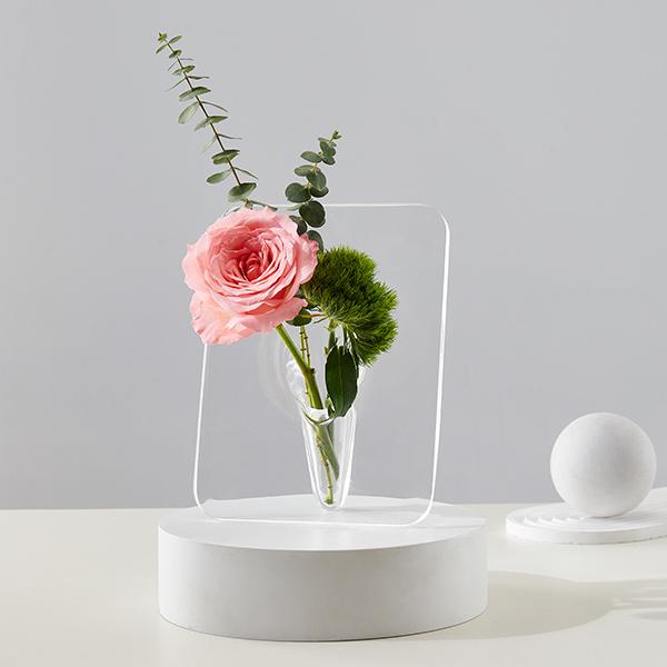 Frame Flower Vase - Clear Acrylic Vases for Flowers, Modern Art Vases for Home Decor, Unique Decorative Vases for Desktops Bookshelf Bedroom Living Room Wedding House Warming Gifts Ornaments