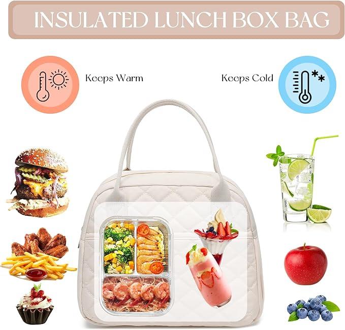 LEDAOU Lunch Box for Women, Insulated Lunch Bag, Reusable Lunch Tote Bag for Work, School, Picnic or Travel