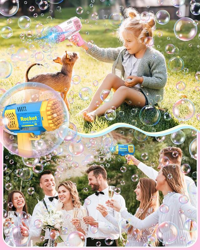 Bubble gun for kids Toddler with bubble liquid, toys for boys and girls 3-8 years old, Toddler outdoor toys for kids ages 4-8, gifts for boys and girls 3 4 5 6 7 8 years old birthday, summer toys rocket bubble