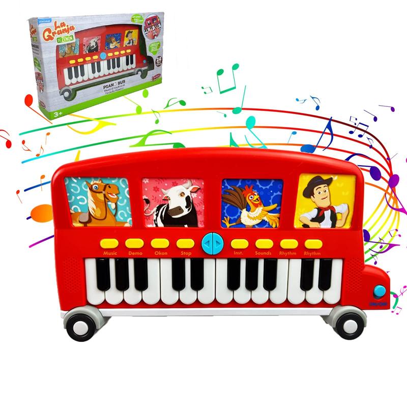 La Granja De Zenon Baby Piano Toy Toddler Piano La Vaca Lola Musical Spanish Toys for Toddlers 1-3 Toy Piano 24 Keys Toddler Keyboard Presents for Christmas Birthday Boys and Girls