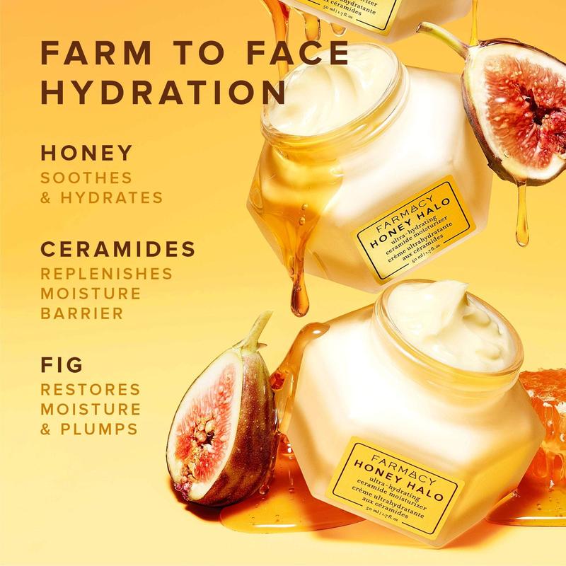 Farmacy Honey Halo Ceramide Face Moisturizer Cream - Hydrating Facial Lotion for Dry Skin