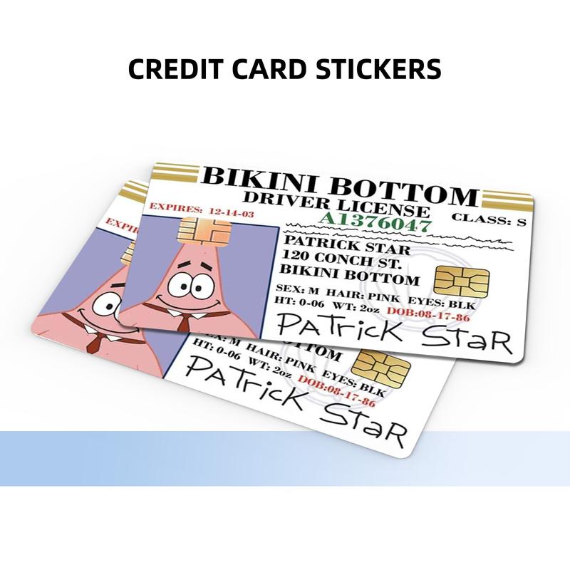 Patrick Star Bikini Bottom Driver License Design Credit Card Skin Sticker - Fun and Durable Card Cover