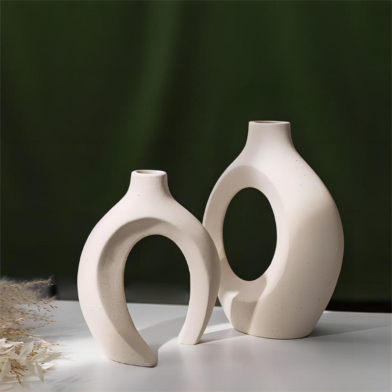 European Style Ceramic Vase Combination, 2pcs/set Creative Minimalist Design Vase, Decorative Ornament for Home Living Room Office