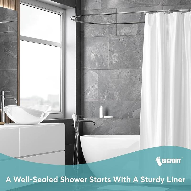 Bathroom shower curtain liner with snap-in fabric lining set, PEVA Heavy Duty Shower Curtain with Anti-Rust Grommets - Odourless & Compatible with Standard Showers - Hotel Style, Waterproof & Washable, Premium PEVA with Anti-Rust Grommets - 70x72