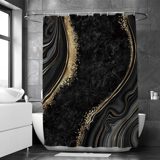 Abstract Geometric Pattern Shower Curtain, Waterproof Polyester Fabric Shower Curtain with 12pcs Hooks, Home Decoration for Bathroom Hotel Dormitory Salon