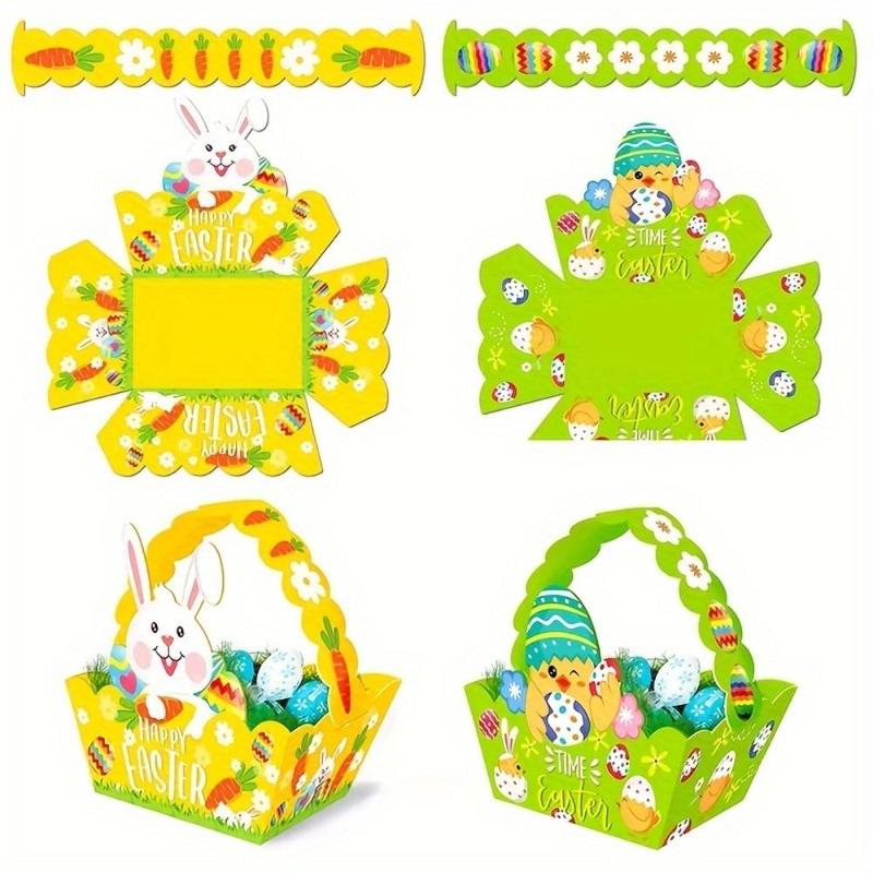 Easter Cute Cartoon Animal Candy Box, 4 Counts Ramadan DIY Paper Candy Chocolate Packaging Basket, Festive & Party Supplies, Summer Essentials