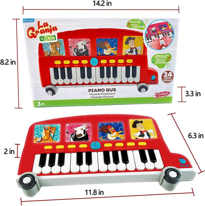 La Granja De Zenon Baby Piano Toy Toddler Piano La Vaca Lola Musical Spanish Toys for Toddlers 1-3 Toy Piano 24 Keys Toddler Keyboard Presents for Christmas Birthday Boys and Girls