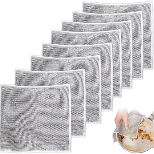 10 Pcs Wire Miracle Cleaning Cloths, Multipurpose Wire Dishwashing Rags for Wet and Dry, Non-Scratch Wire Dishcloth, Circularity Scrubbing Cloths for Pots, Sinks, Stove Tops