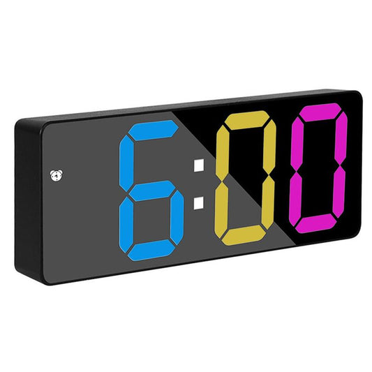 Digital Alarm Clock Colorful LED Electronic Clock Operated Smart Desk Clock USB/Battery 12/24H Display 3 Adjustable Brightness 5 Modes Voice Control Snooze Function Reusable novanex  clock