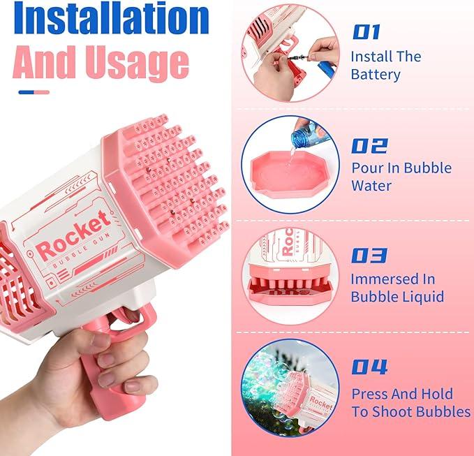 Bubble Machine, 2024 Upgraded Bubble Machine,  69 Holes Automatic Bubbles Machine for Kids Adults Outdoor Toys Gift for Birthday Wedding Party Bubble Blaster for Indoor Bubble Blower