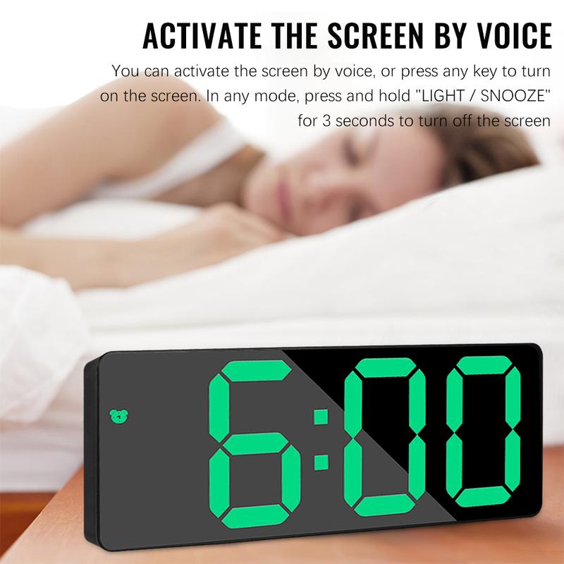 Digital Alarm Clock Smart LED Travel Alarm Clocks with Snooze Button Brightness Adjustable Birthday Gifts for Kids