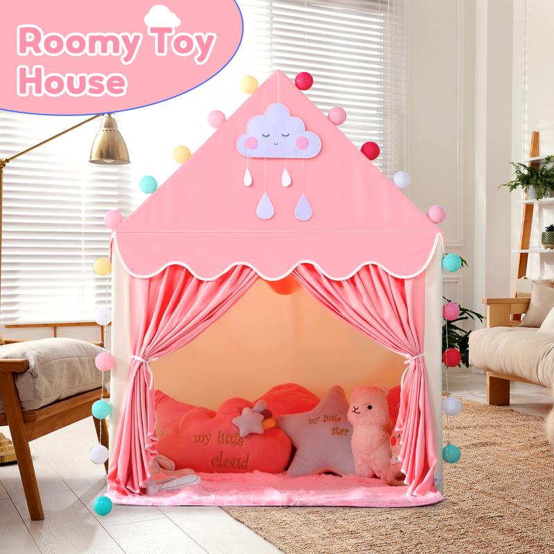 Large Pink Playhouse Tent for Kids - Fairy Princess Castle Tent for Indoor & Outdoor Fun, Perfect Gift for Girls, Easy to Set Up & Portable