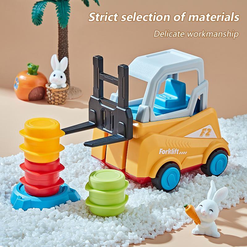 Crazy Forklift Stacking Game, 1 Set Colorful Stacking Game Toy, Including 2 Cars & 18 Barrels & 18 Question Cards & 2 Bases & 1 Bell, Interactive Game