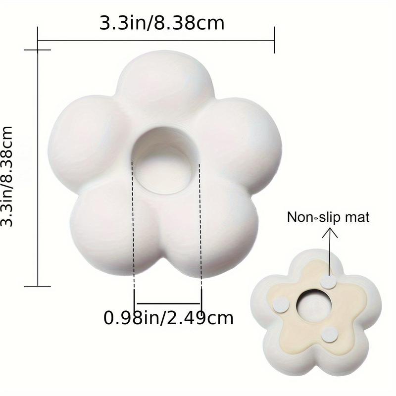 Flower Shaped Ceramic Candle Holder without Candle, Modern Candle Holder Desk Ornament, Home Decor for Living Room Bedroom Dining Room