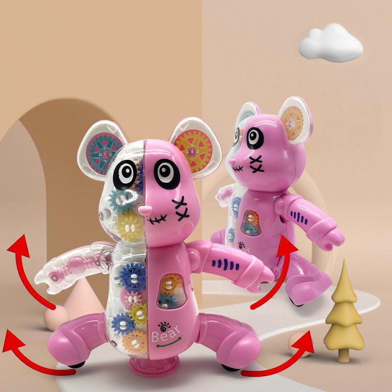 Cute and transparent gears, dancing and singing bear electric toys, decorative toys, suitable for boys and girls