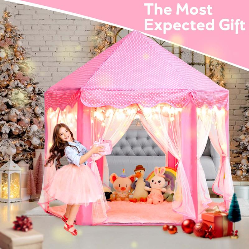 Princess Tent for Girls with Mat - Unicorn Fairy Castle Play Tent for Kids, Hexagon Playhouse with Gift Box for Indoor & Outdoor Fun!