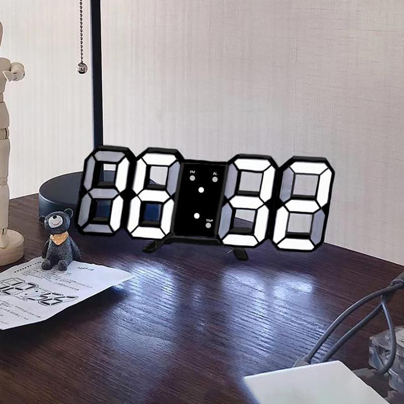 Room Decor LED Digital Clock, USB Powered 3D Modern Clocks for Wall & Desk, Creative Decorative Clock for Home