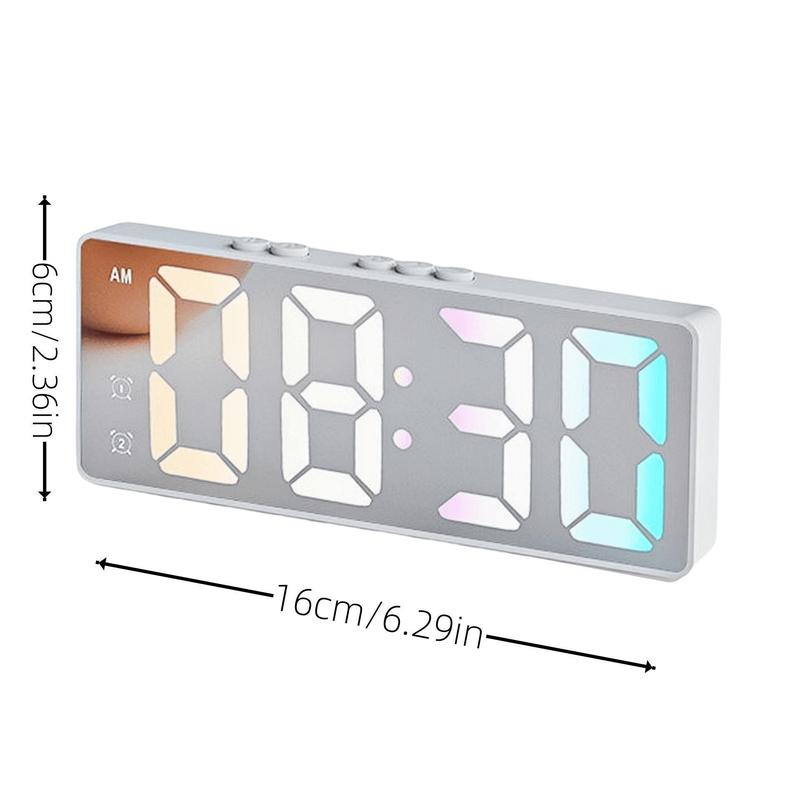 Room Decor Mirror LED Electronic Clock, Alarm Clock, Battery & Plug-in Power Supply, Desktop Clock for Bedroom & Office (without Battery), Boyfriend Gifts