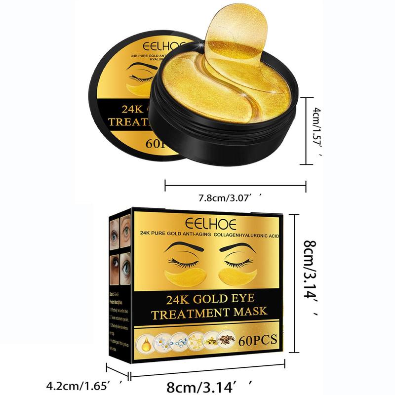 24k Gold Moisturizing Eye Mask, 60pcs/set Tightening and Lifting Eyecare Patch,?Hydrating?Brightening & Firming Eye Sticker, Beauty & Personal Eye Care Product, Skincare Products Skincare Set