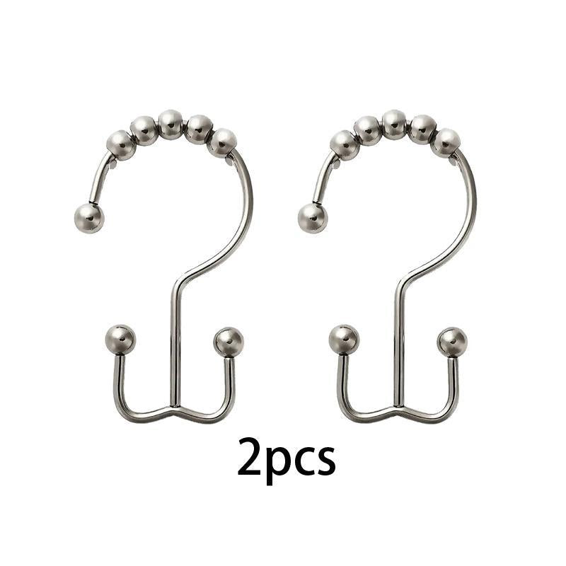 2pcs Stainless Steel Curtain Rod Buckle, Dual-ended Bathroom Curtain Buckle, Bathroom Accessories for Curtain