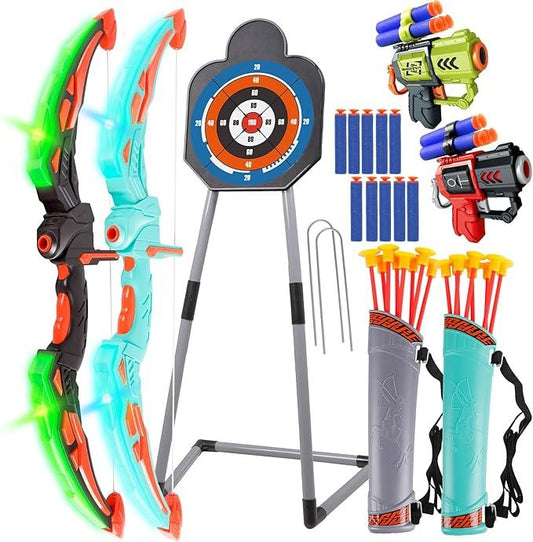 LED Children's Bow and  Arrow Set LED Luminous Archery Set Outdoor Indoor Activity Toy - Gift for Boys and Girls Ages 5-7- 9-12 Years Old suction cup arrow