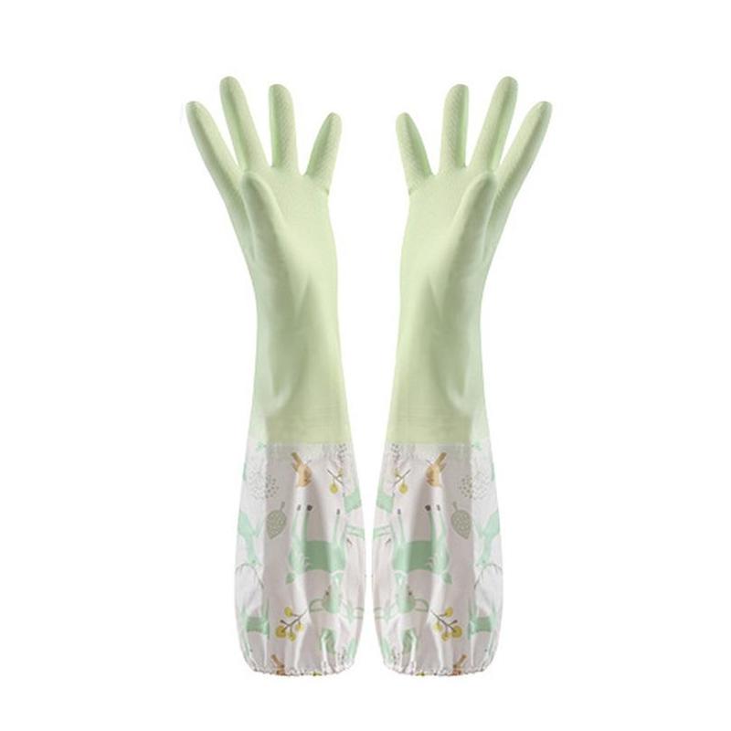 1 Pair Cartoon Pattern Dishwashing Gloves, Reusable Household Cleaning Gloves, Portable Long Sleeve Cleaning Gloves for Home