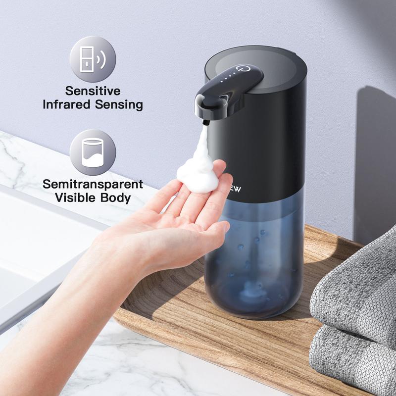 Automatic Foam Soap Dispenser 400ML, Rechargeable Liquid Hand Soap Dispenser Touchless with 4 Adjustable Levels, Motion Sensor Waterproof Wall Mount Foaming Soap Dispenser for Bathroom