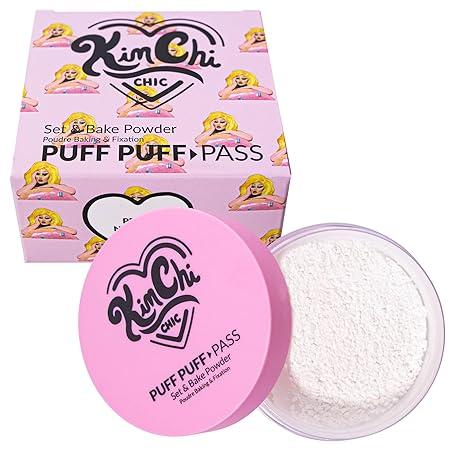 KimChi Chic Beauty Puff Puff Pass Set & Bake Setting Powder, Translucent Finishing Powder and Color Corrector Flawless Makeup