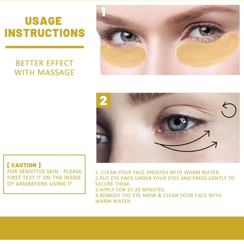 24k Gold Moisturizing Eye Mask, 60pcs/set Tightening and Lifting Eyecare Patch,?Hydrating?Brightening & Firming Eye Sticker, Beauty & Personal Eye Care Product, Skincare Products Skincare Set