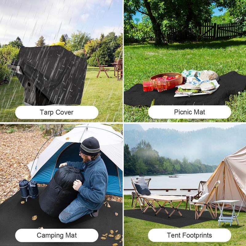 Black Poly Tarp Cover: Outdoor Heavy Duty Waterproof 5x7 Feet  Thick UV Resistant Tarpaulin with Reinforced Webbing Loops for Camping Boat Pool Roof Tent - Durable and Tear Resistant