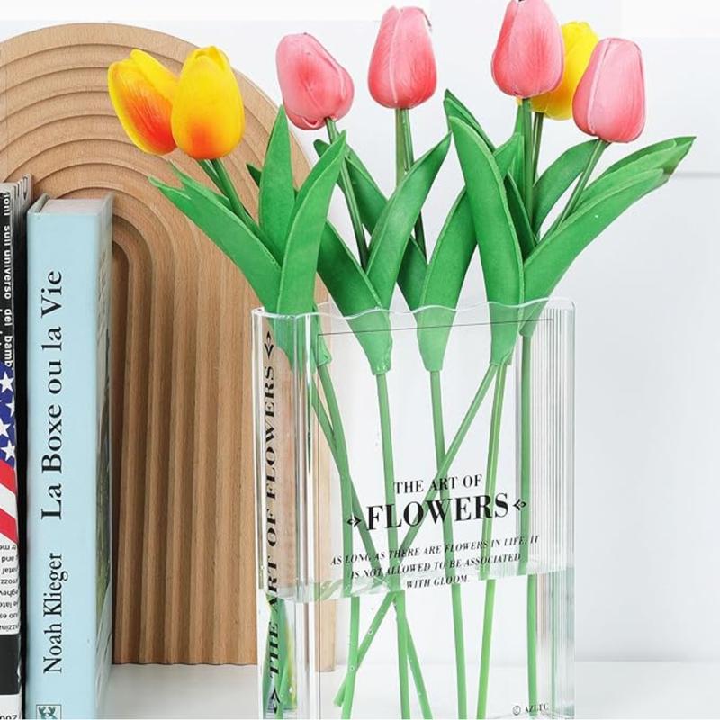 Book Vase for Flowers, Book Lovers Gifts, Aesthetic Room Decor Cute Flower Vase & Must-Have for Home, Bookshelf, Bedroom & Office Decor - Perfect for Valentines for Women (Clear)