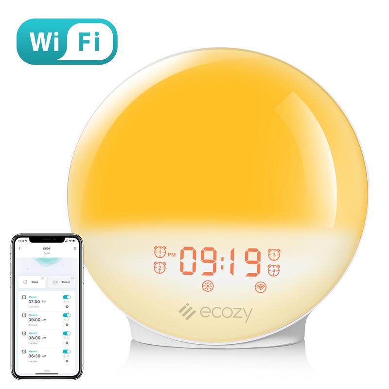 ecozy Sunrise Alarm Clock for Heavy Sleepers, Smart Wake Up Light with Sunrise/Sunset Simulation