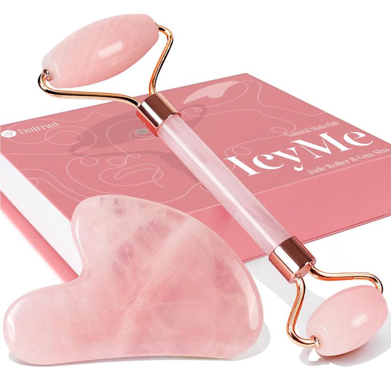 IcyMe Jade Roller & Gua Sha, pink preppy stuff,  Rose Quartz