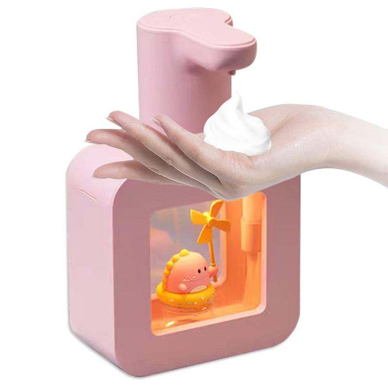 Automatic Foam Soap Dispenser, 1 Count Cute Cartoon Design Touchless Soap Dispenser, Wall Mounted Waterproof USB Rechargeable Dispenser for Bathroom Countertop, Kitchen, Office, Hotel, Preschool,?Summer Essentials