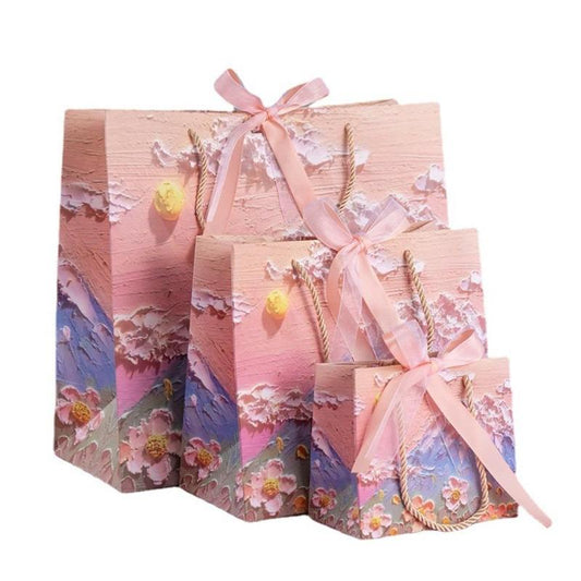 Flower Pattern Gift Bag, 3pcs/set Party Gift Bag, Wedding Engagement Party Decoration Supplies