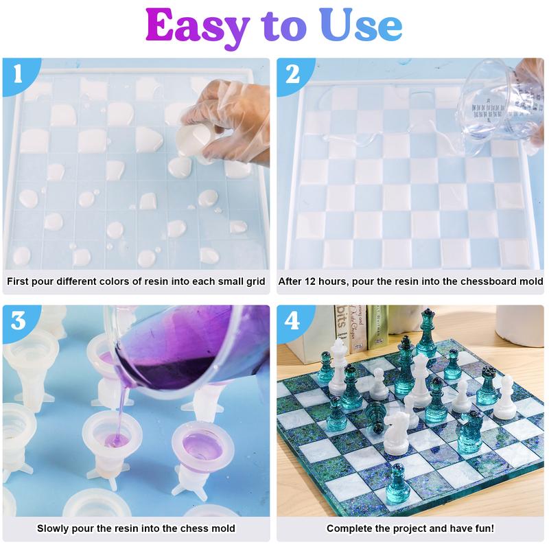 Resin Chess Set Silicone Molds, DIY Chess Board Game, Children's Day Gift Crafts - LET'S RESIN