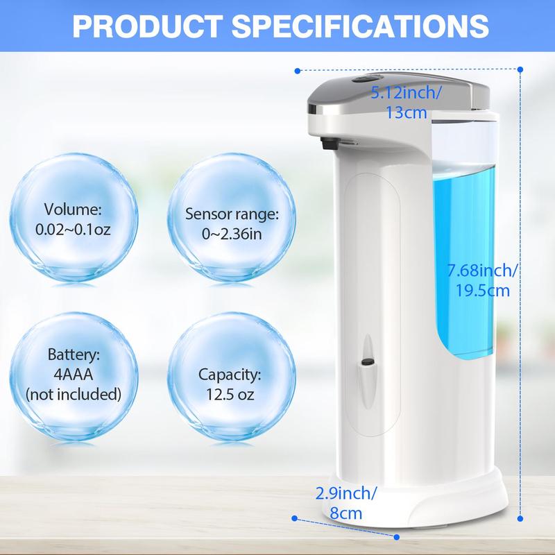 Automatic Soap Dispenser, 1 Count?Touchless Dish Soap Dispenser With Infrared Sensor, Adjustable Soap Dispensing Levels For Bathroom Kitchen