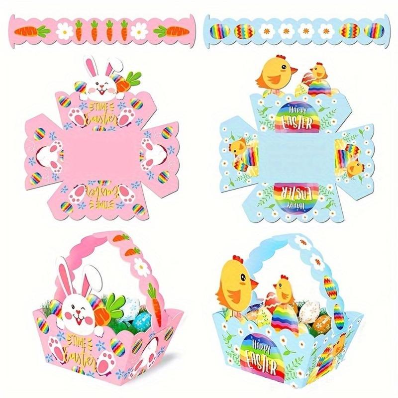 Easter Cute Cartoon Animal Candy Box, 4 Counts Ramadan DIY Paper Candy Chocolate Packaging Basket, Festive & Party Supplies, Summer Essentials