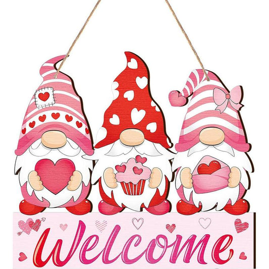 Wooden Welcome Sign, 1 Count?Dwarf & Welcome Letter Pattern Hanging Sign with Rope, Decorative Plaque for Home Front Door Porch