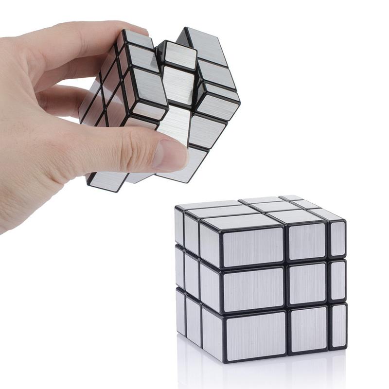 D-FantiX Shengshou 3x3x3 glossy Cube Set, 2 Pack, ABS Plastics, Puzzle Toys ,bright gray, amber champagne color, Unisex, Beginner, 54 Pieces, 2 Items, 1 Set rubixcubegame