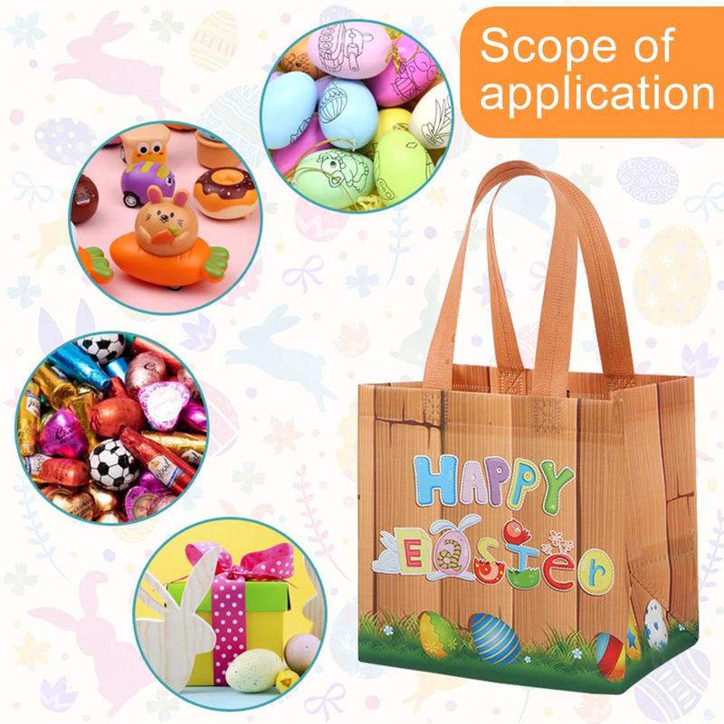 Easter Non-Woven Bag, 12pcs/set Creative Easter Gift Bag, Cute Spring Cartoon Bunny Pattern Shopping Tote Bag, Party Favor Bag, Spring Decor 2024, Easter Essentials, Party Treat Bag